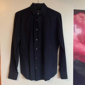 Salvatore Ferragamo Dark Blue Dress Shirt Size Small